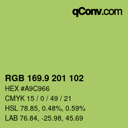 カラーコード: RGB 169.9 201 102 | qconv.com