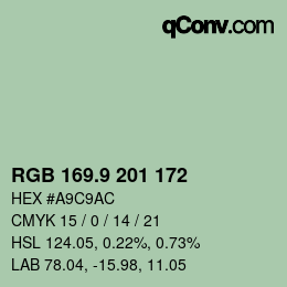 Color code: RGB 169.9 201 172 | qconv.com