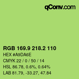 カラーコード: RGB 169.9 218.2 110 | qconv.com