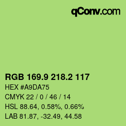 カラーコード: RGB 169.9 218.2 117 | qconv.com
