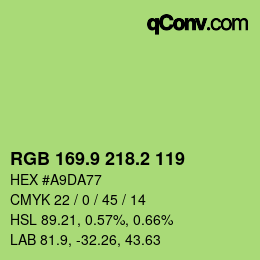 カラーコード: RGB 169.9 218.2 119 | qconv.com
