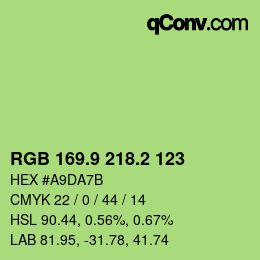 カラーコード: RGB 169.9 218.2 123 | qconv.com