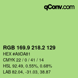 カラーコード: RGB 169.9 218.2 129 | qconv.com
