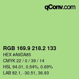 カラーコード: RGB 169.9 218.2 133 | qconv.com
