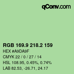 カラーコード: RGB 169.9 218.2 159 | qconv.com