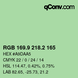 カラーコード: RGB 169.9 218.2 165 | qconv.com