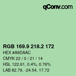 カラーコード: RGB 169.9 218.2 172 | qconv.com