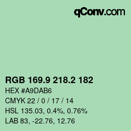 Color code: RGB 169.9 218.2 182 | qconv.com