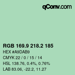 カラーコード: RGB 169.9 218.2 185 | qconv.com