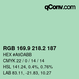 Color code: RGB 169.9 218.2 187 | qconv.com