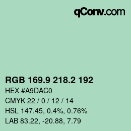Color code: RGB 169.9 218.2 192 | qconv.com