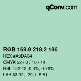 Color code: RGB 169.9 218.2 196 | qconv.com
