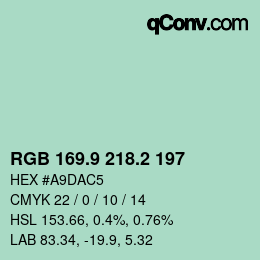 Color code: RGB 169.9 218.2 197 | qconv.com