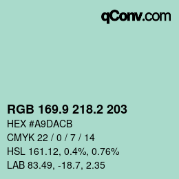 Color code: RGB 169.9 218.2 203 | qconv.com