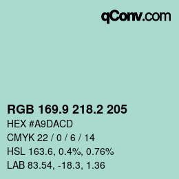 Color code: RGB 169.9 218.2 205 | qconv.com