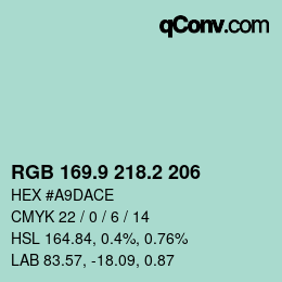 カラーコード: RGB 169.9 218.2 206 | qconv.com