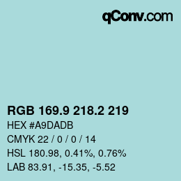 カラーコード: RGB 169.9 218.2 219 | qconv.com