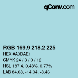 Color code: RGB 169.9 218.2 225 | qconv.com