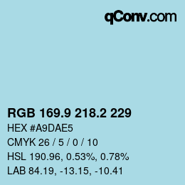 Color code: RGB 169.9 218.2 229 | qconv.com