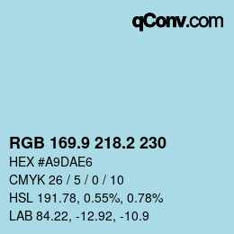 Color code: RGB 169.9 218.2 230 | qconv.com