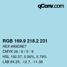 Color code: RGB 169.9 218.2 231 | qconv.com