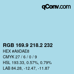 カラーコード: RGB 169.9 218.2 232 | qconv.com