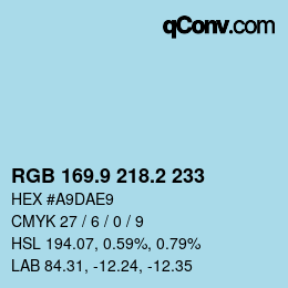 カラーコード: RGB 169.9 218.2 233 | qconv.com