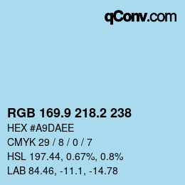 カラーコード: RGB 169.9 218.2 238 | qconv.com