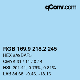 カラーコード: RGB 169.9 218.2 245 | qconv.com