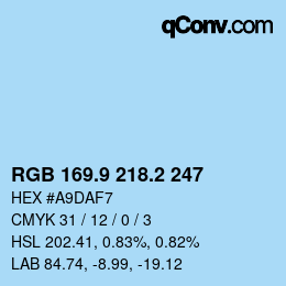 Color code: RGB 169.9 218.2 247 | qconv.com