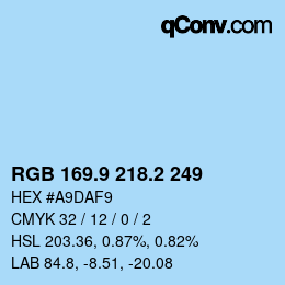 Color code: RGB 169.9 218.2 249 | qconv.com