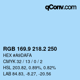 Color code: RGB 169.9 218.2 250 | qconv.com