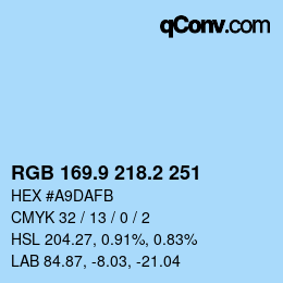 Color code: RGB 169.9 218.2 251 | qconv.com