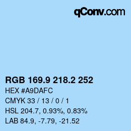 Color code: RGB 169.9 218.2 252 | qconv.com