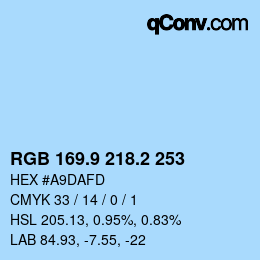 カラーコード: RGB 169.9 218.2 253 | qconv.com