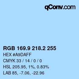 Color code: RGB 169.9 218.2 255 | qconv.com