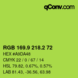 カラーコード: RGB 169.9 218.2 72 | qconv.com