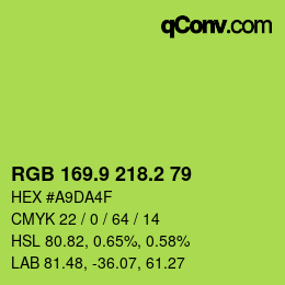 カラーコード: RGB 169.9 218.2 79 | qconv.com
