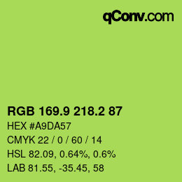 カラーコード: RGB 169.9 218.2 87 | qconv.com