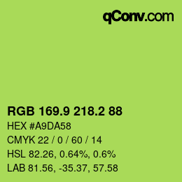 カラーコード: RGB 169.9 218.2 88 | qconv.com