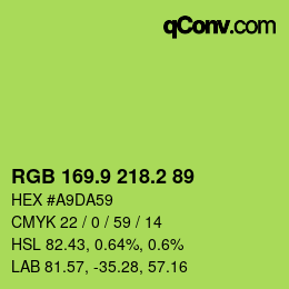 カラーコード: RGB 169.9 218.2 89 | qconv.com