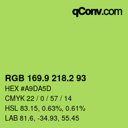 カラーコード: RGB 169.9 218.2 93 | qconv.com