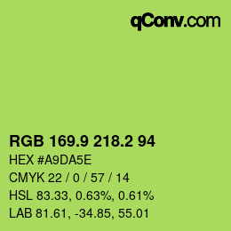 カラーコード: RGB 169.9 218.2 94 | qconv.com
