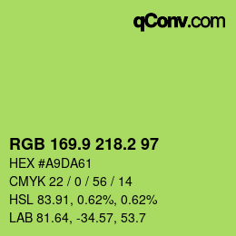カラーコード: RGB 169.9 218.2 97 | qconv.com
