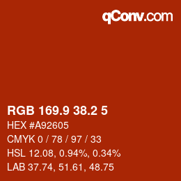 Color code: RGB 169.9 38.2 5 | qconv.com