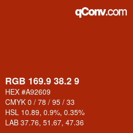 Color code: RGB 169.9 38.2 9 | qconv.com