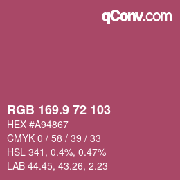 カラーコード: RGB 169.9 72 103 | qconv.com