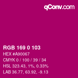 Color code: RGB 169 0 103 | qconv.com