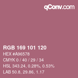 颜色代码: RGB 169 101 120 | qconv.com