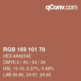 颜色代码: RGB 169 101 78 | qconv.com